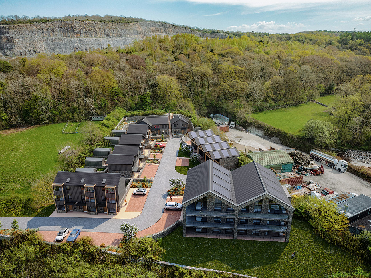 Sandside, Milnthorpe 3d aerial visual of the apartments