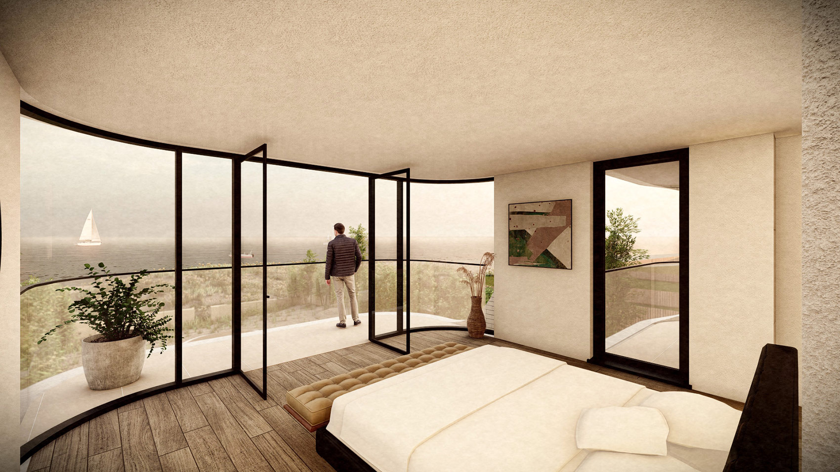 Banks Road, Sandbanks, 3d visual of the bedroom